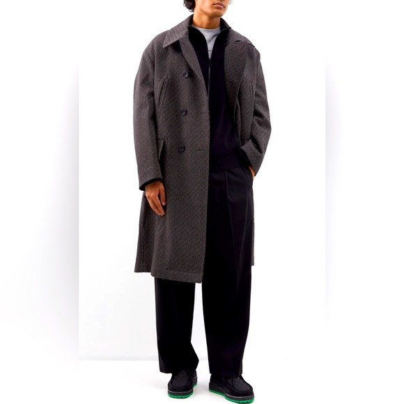3MAN Long Herringbone Wool Peacoat M NWT - Picture 1 of 12